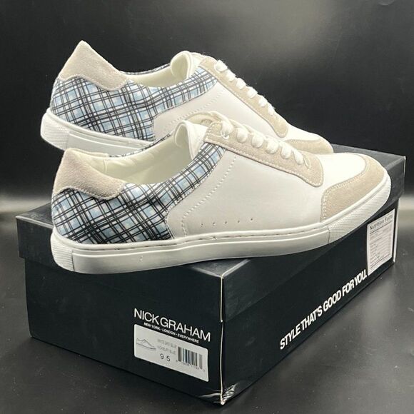 Nick Graham Plaid Leather Sneakers - Picture 3 of 10